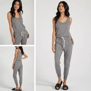 N:Philanthropy Opal Jumpsuit Womens XS Heather Grey Tie Waist Jogger Sleeveless